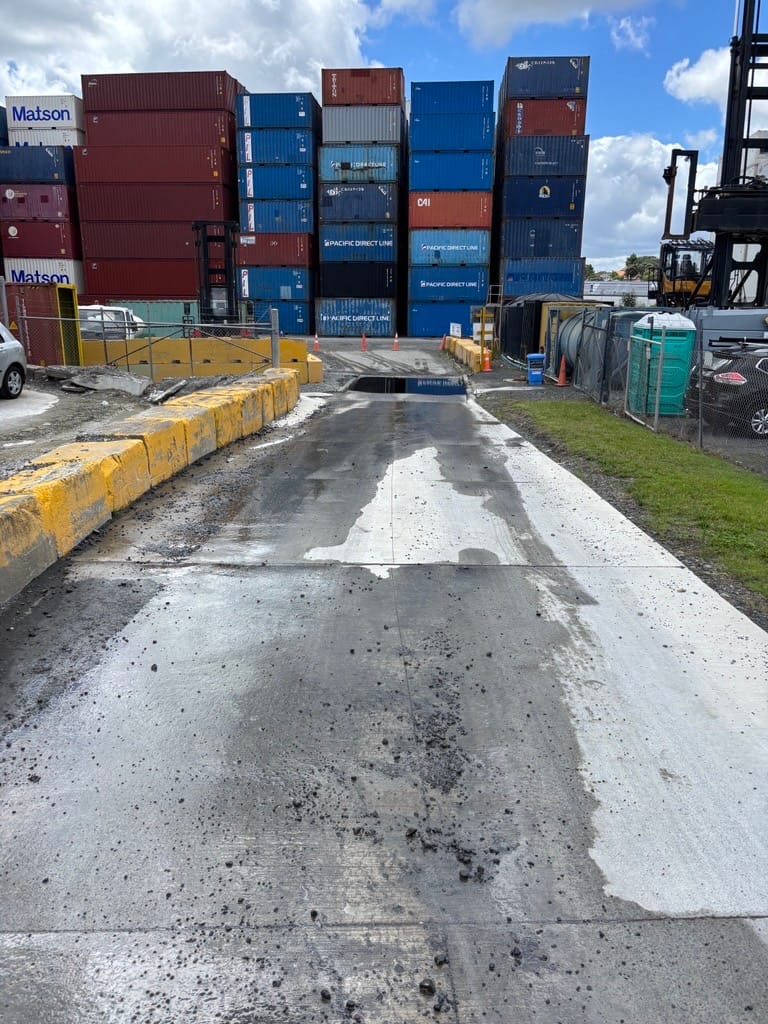 Roadway spill before clean-up