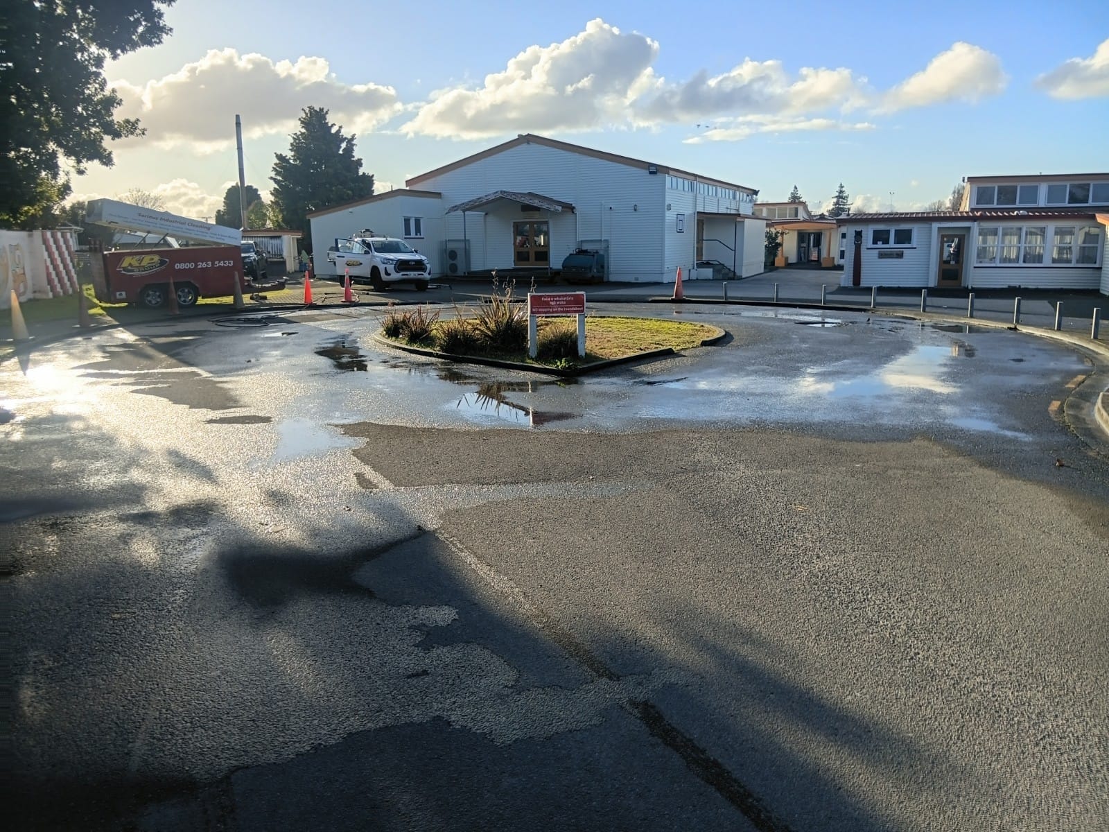 Playground surface cleaned and prepared